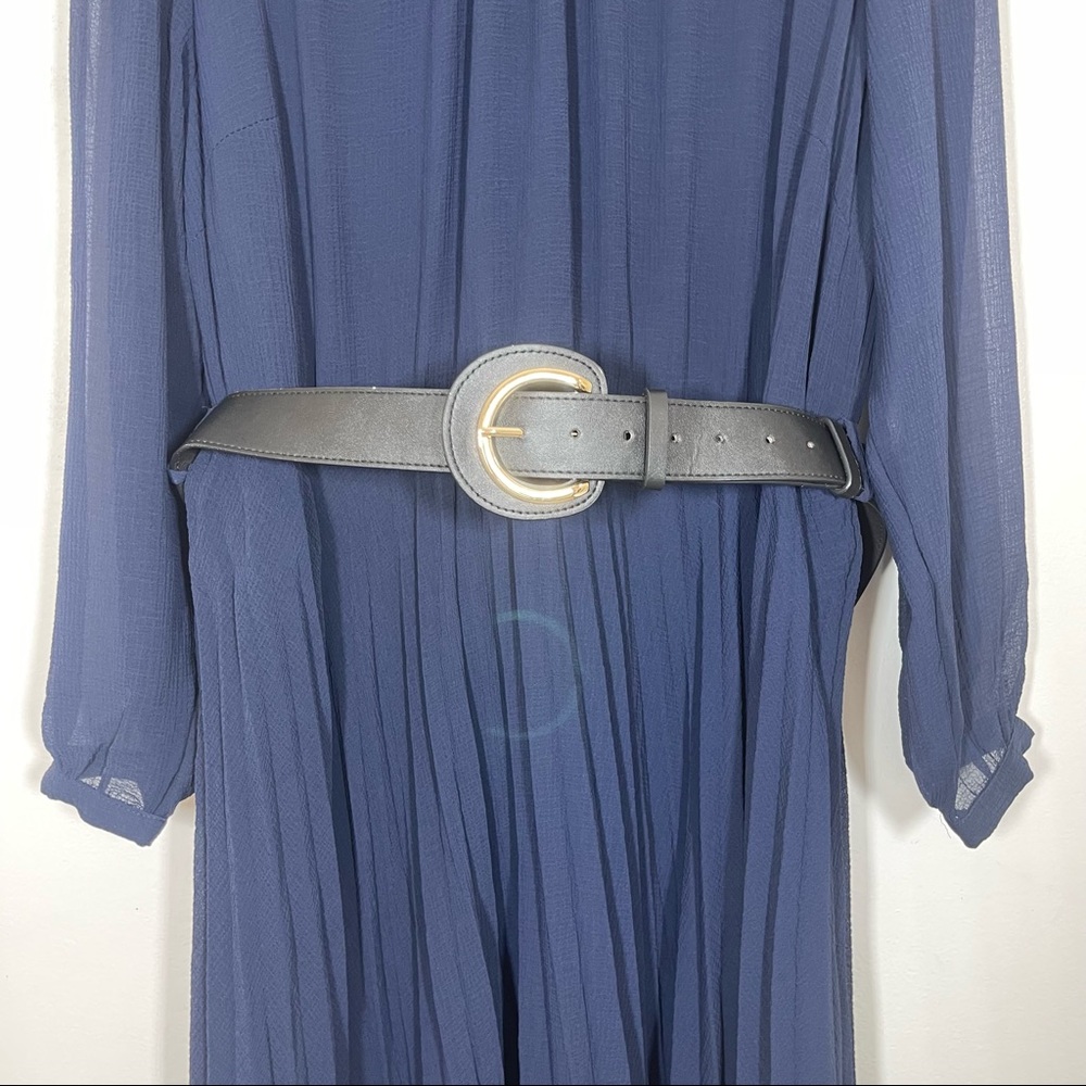 NWT City Chic Love Pleat Dress Long Sleeves Belted Navy Sz L 20 - Picture 6 of 16